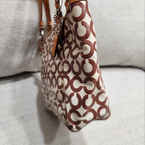 Rare Coach Leah Op Art Coated Canvas Handbag Purse - Picture 4 of 11